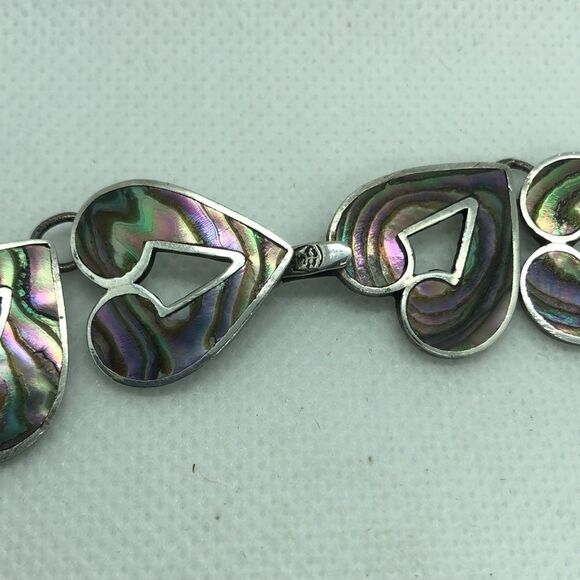 💛 Silver Abalone Heart Choker Necklace - Picture 4 of 5